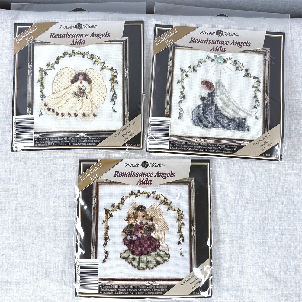 Mill Hill Renaissance Angels Aida Cross Stitch Kits Lot of 3